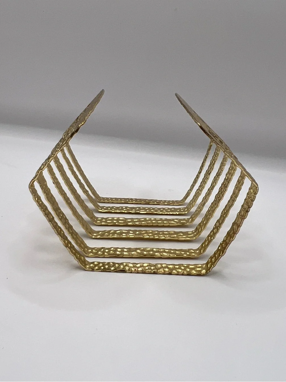 Vintage Gold Textured Wide Chevron Cuff Statement Bracelet